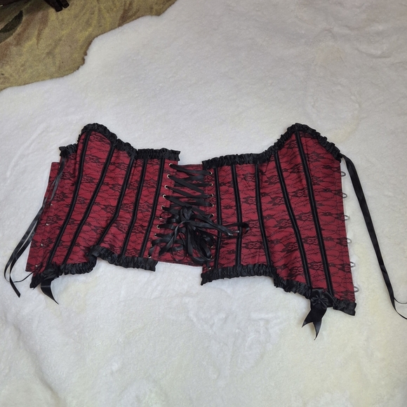 Red and Black Corset Women Size X-Small - Picture 12 of 16